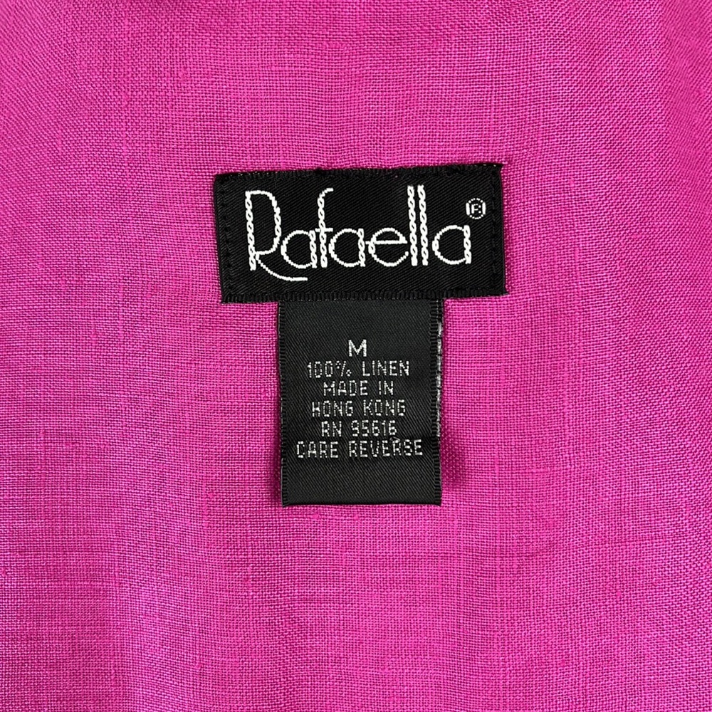 RAFAELLA 100% Linen Hot Pink Button Down Blouse size medium NWT - Picture 8 of 16